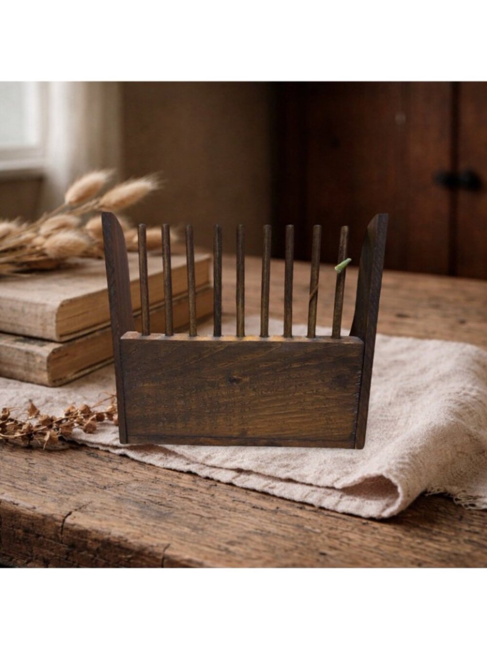Blue Ribbon Goose Wooden Berry Basket Scoop Handmade Folk Art Primitive Country - Picture 3 of 3